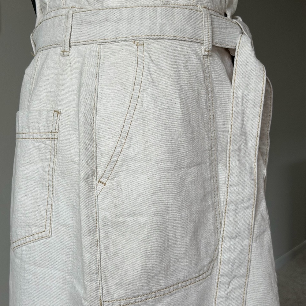 Free People Splendor In The Grass Light Oatmeal Paper - Bag Waist Mini Skirt-6/S - Picture 4 of 14